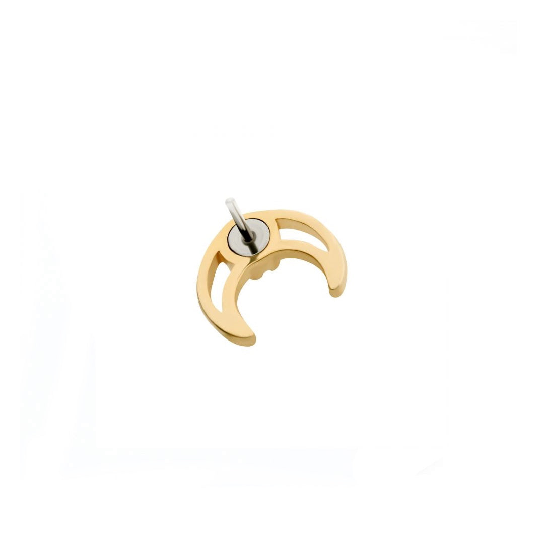 14k Solid gold crescent moon with a cz