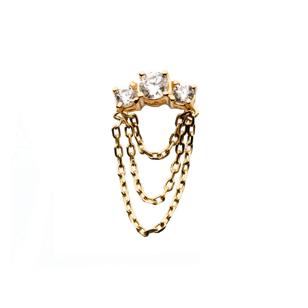 14k Solid gold cz with chains