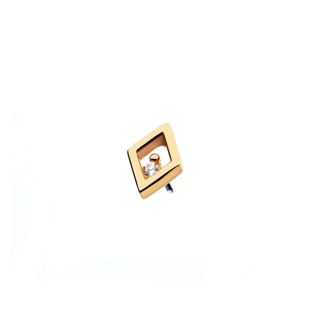 14k Solid gold diamond-shaped with cz