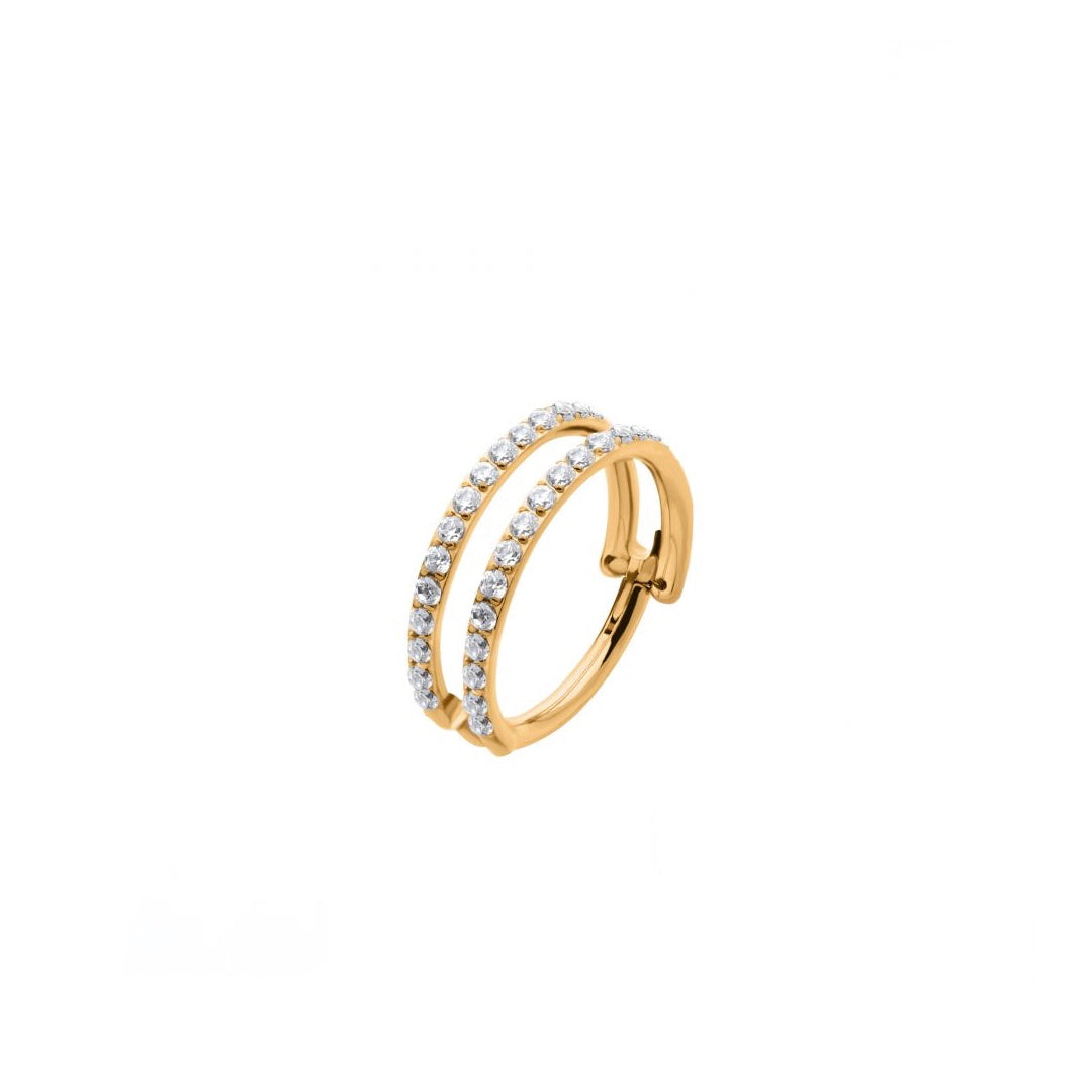 24k gold PVD double ring with cz
