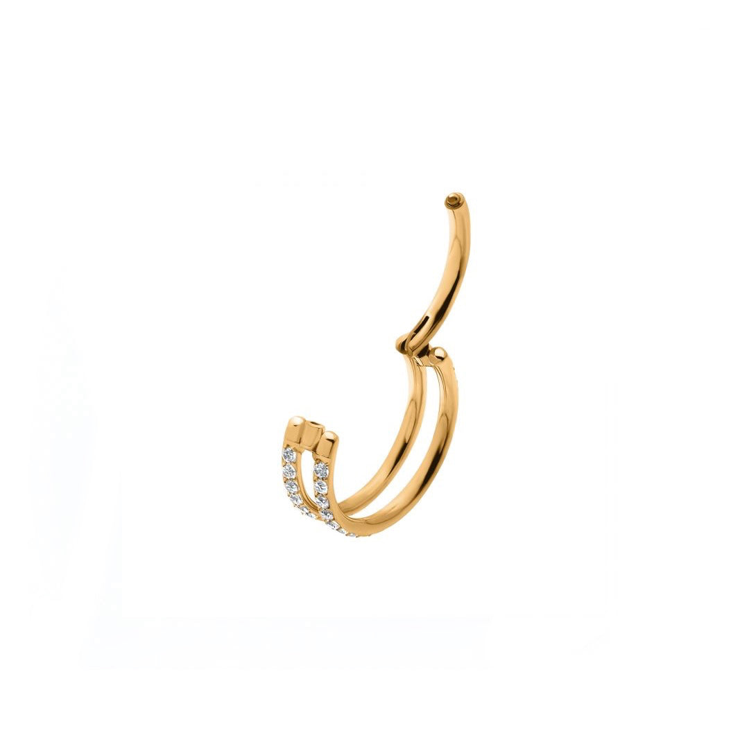 24k gold PVD double ring with cz