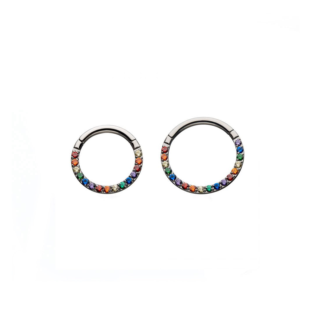 Titanium ring with rainbow cz