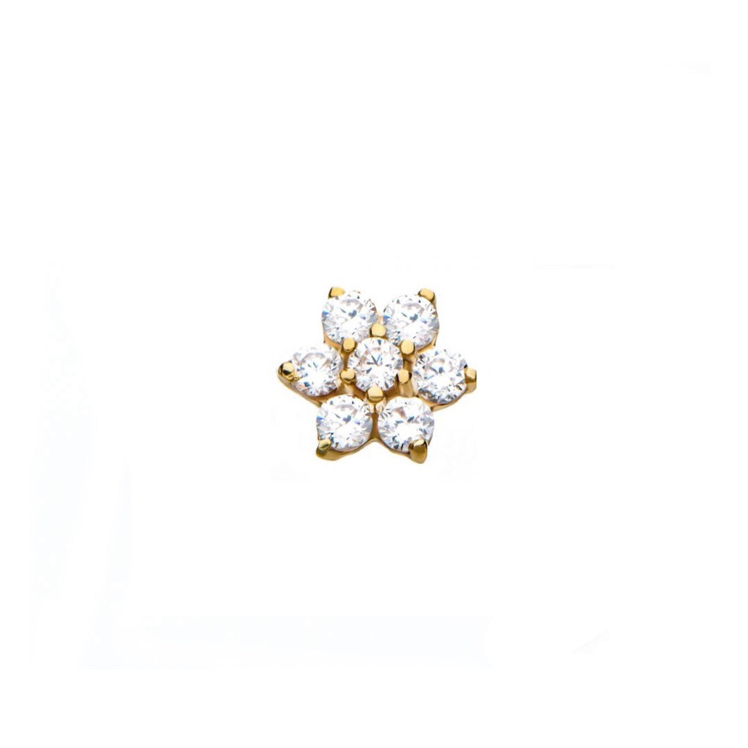 14k Solid gold flower with cz