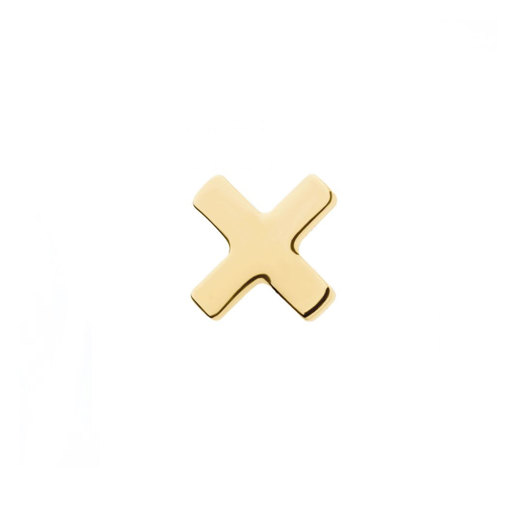 Pendiente en forma de X de oro sólido 14k