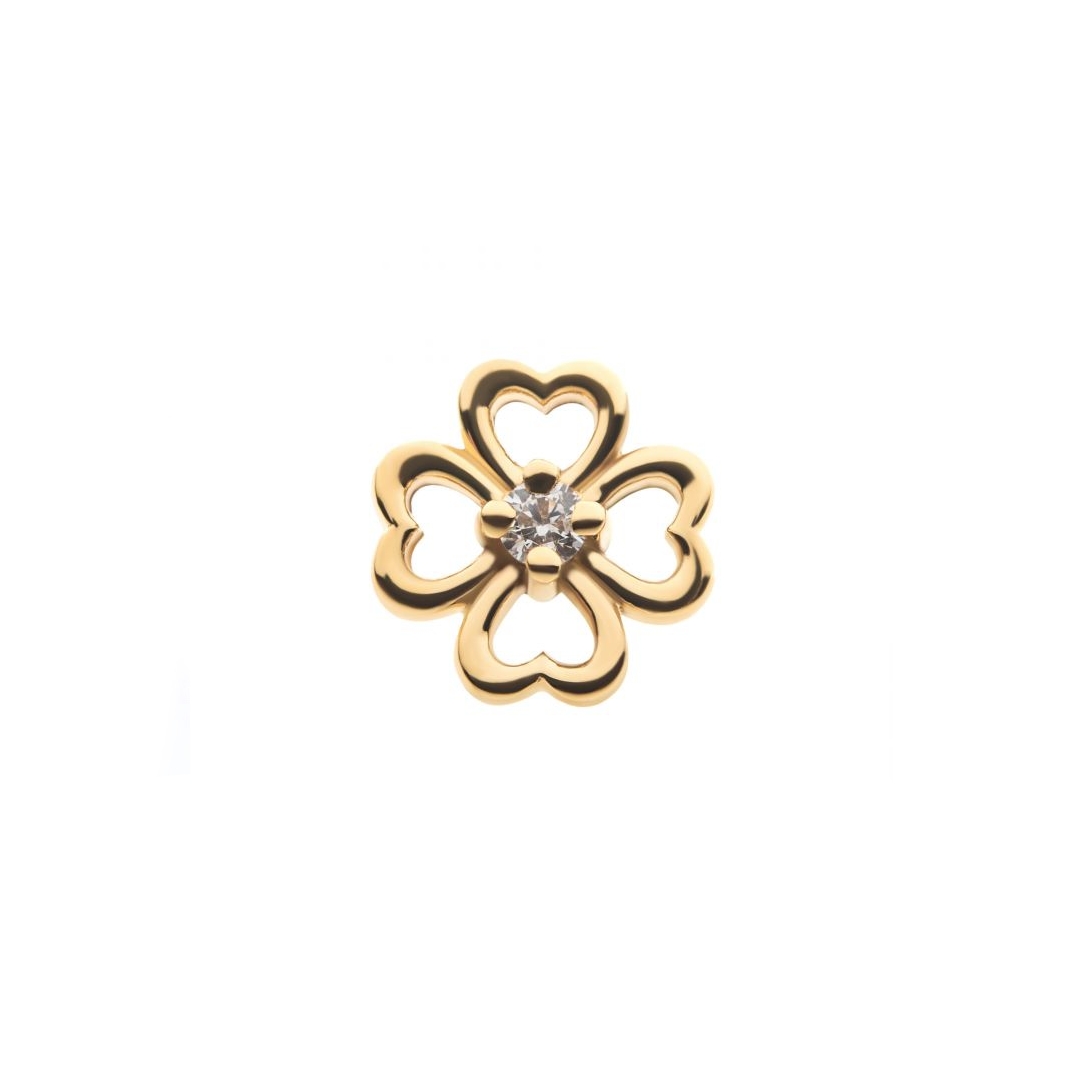 14k Solid gold clover cutout with cz