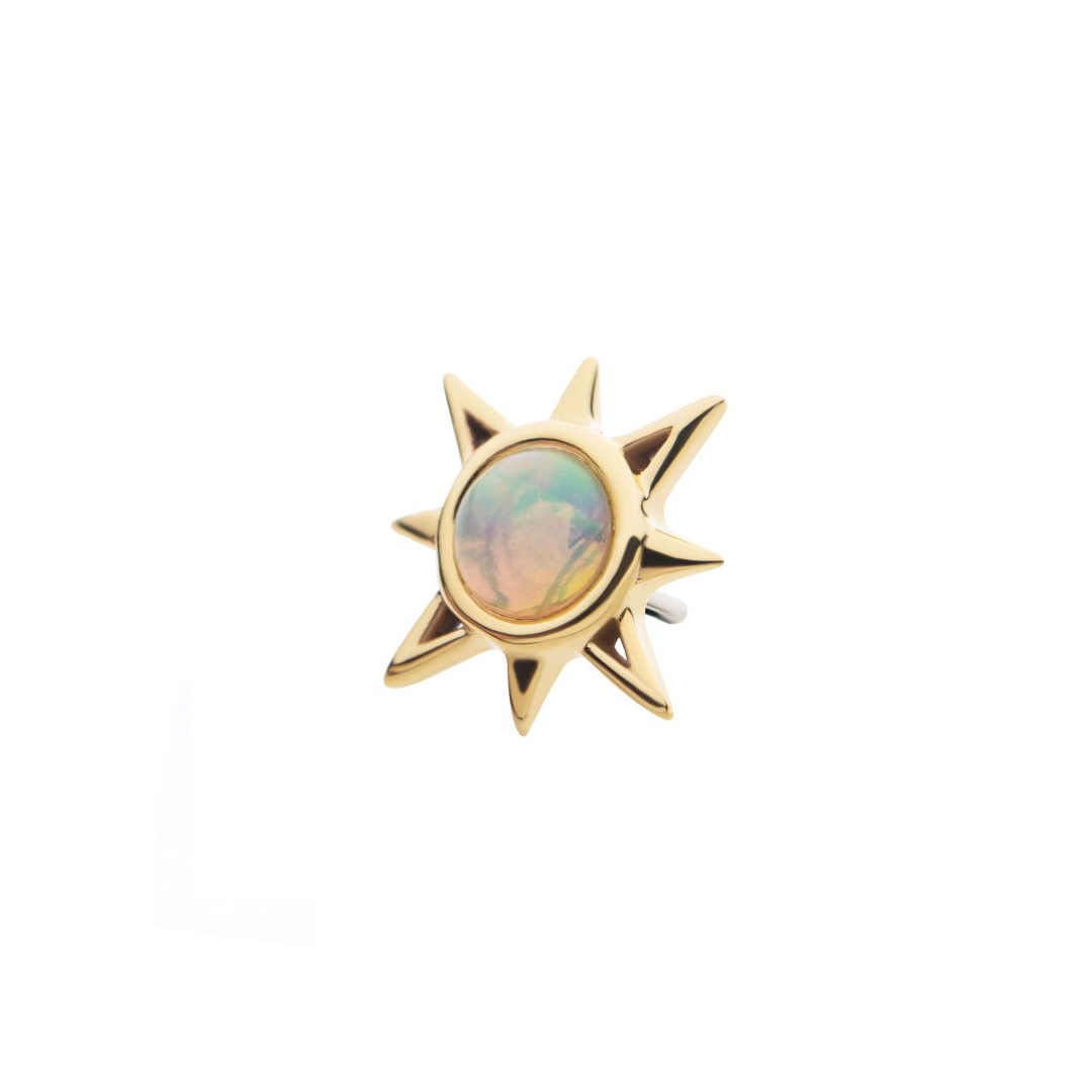 14k Solid gold sun with opal