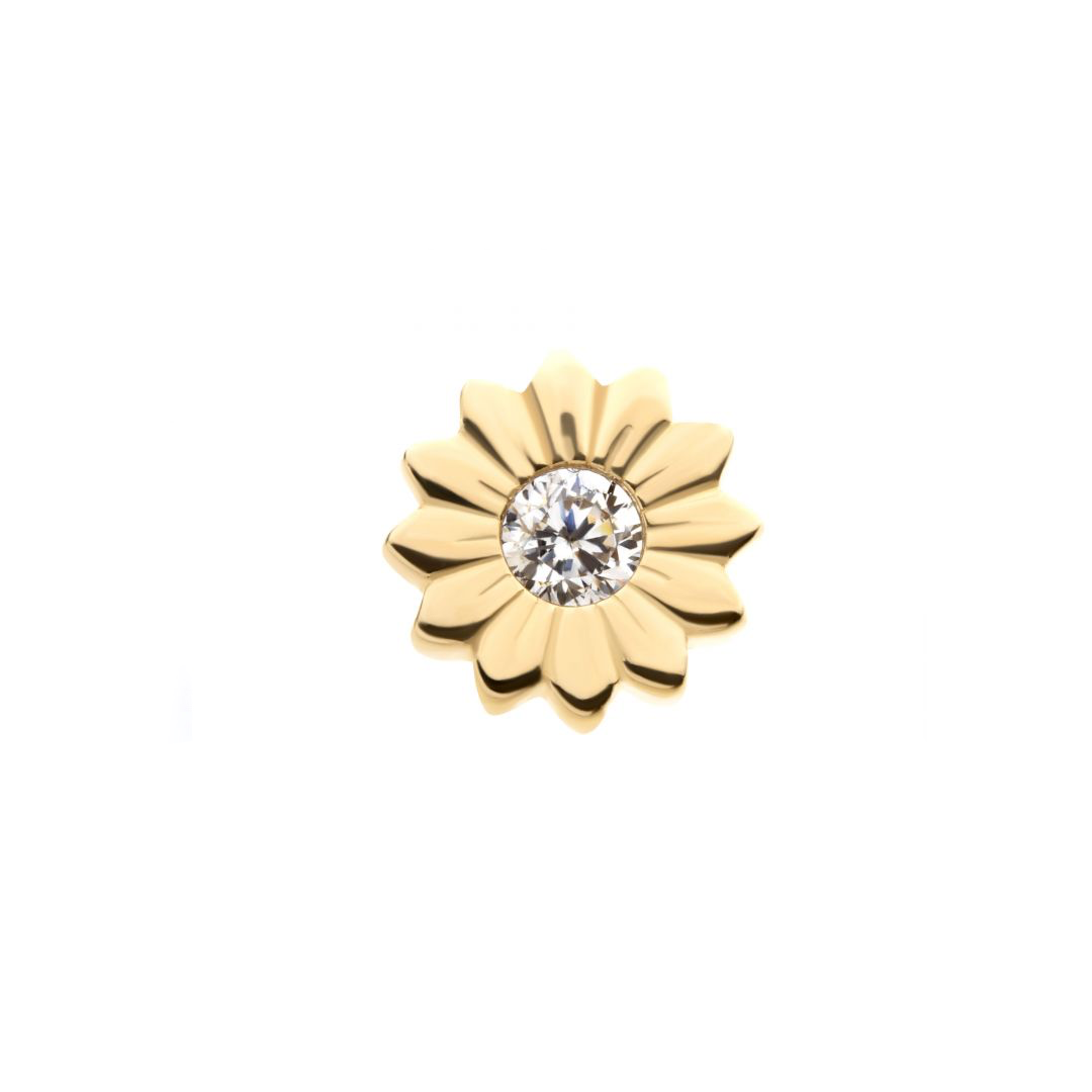 14k Solid gold sunflower with cz