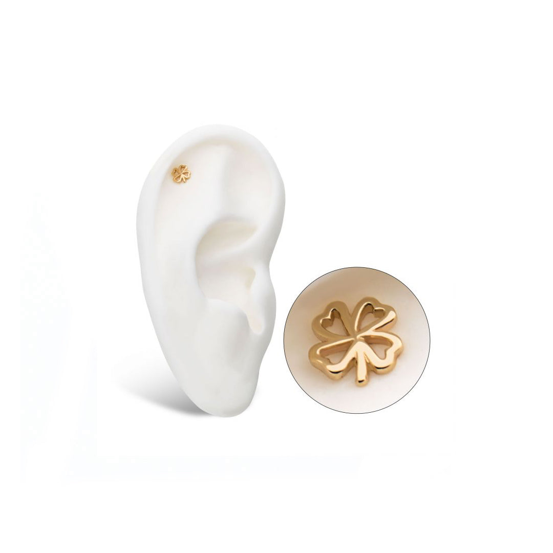 14k Solid gold cut out clover