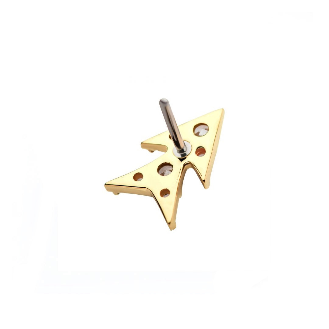 14k Solid gold double arrow with cz
