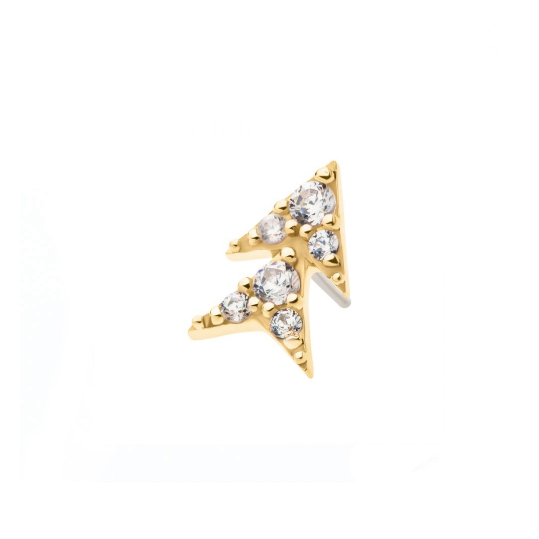 14k Solid gold double arrow with cz