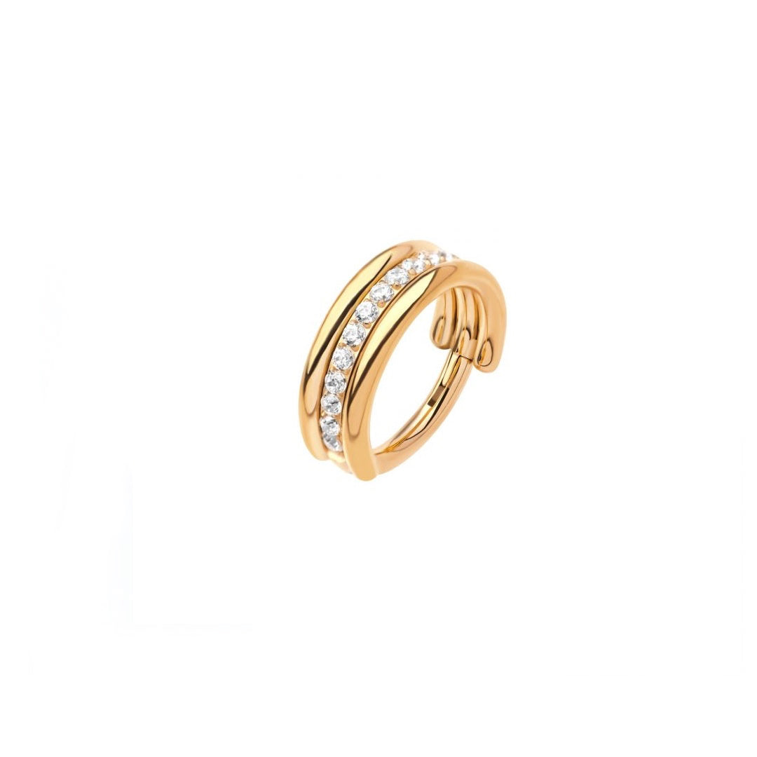 24k gold PVD triple stacked ring with cz