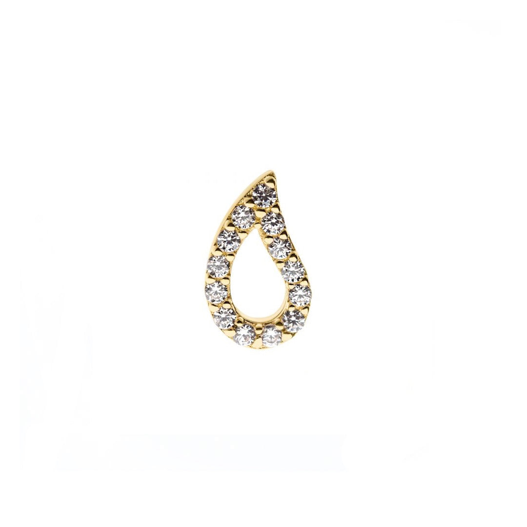 14k Solid gold cut out teardrop with cz