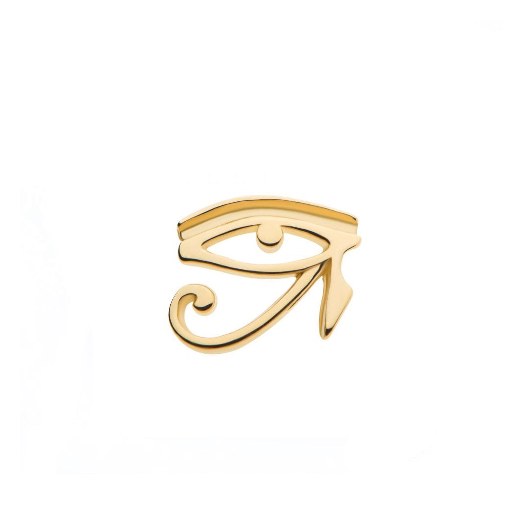 Pendiente Ojo de Ra (Horus) de oro sólido de 14k