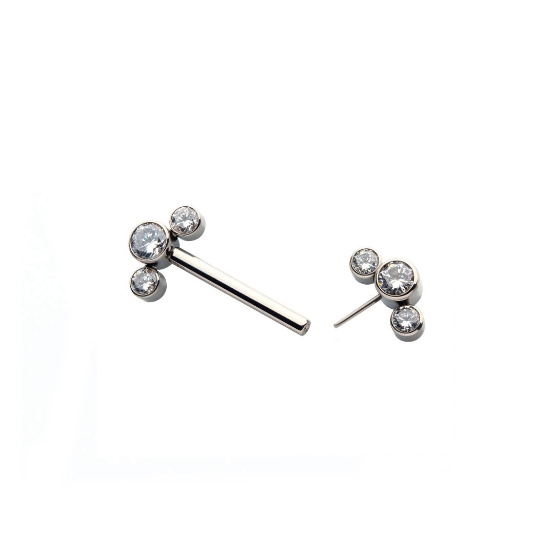 Nipple barbell with trio cz