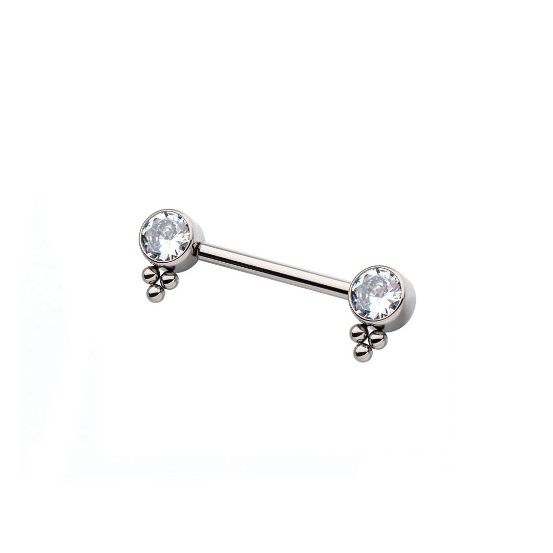 Nipple Barbell with cz and beads