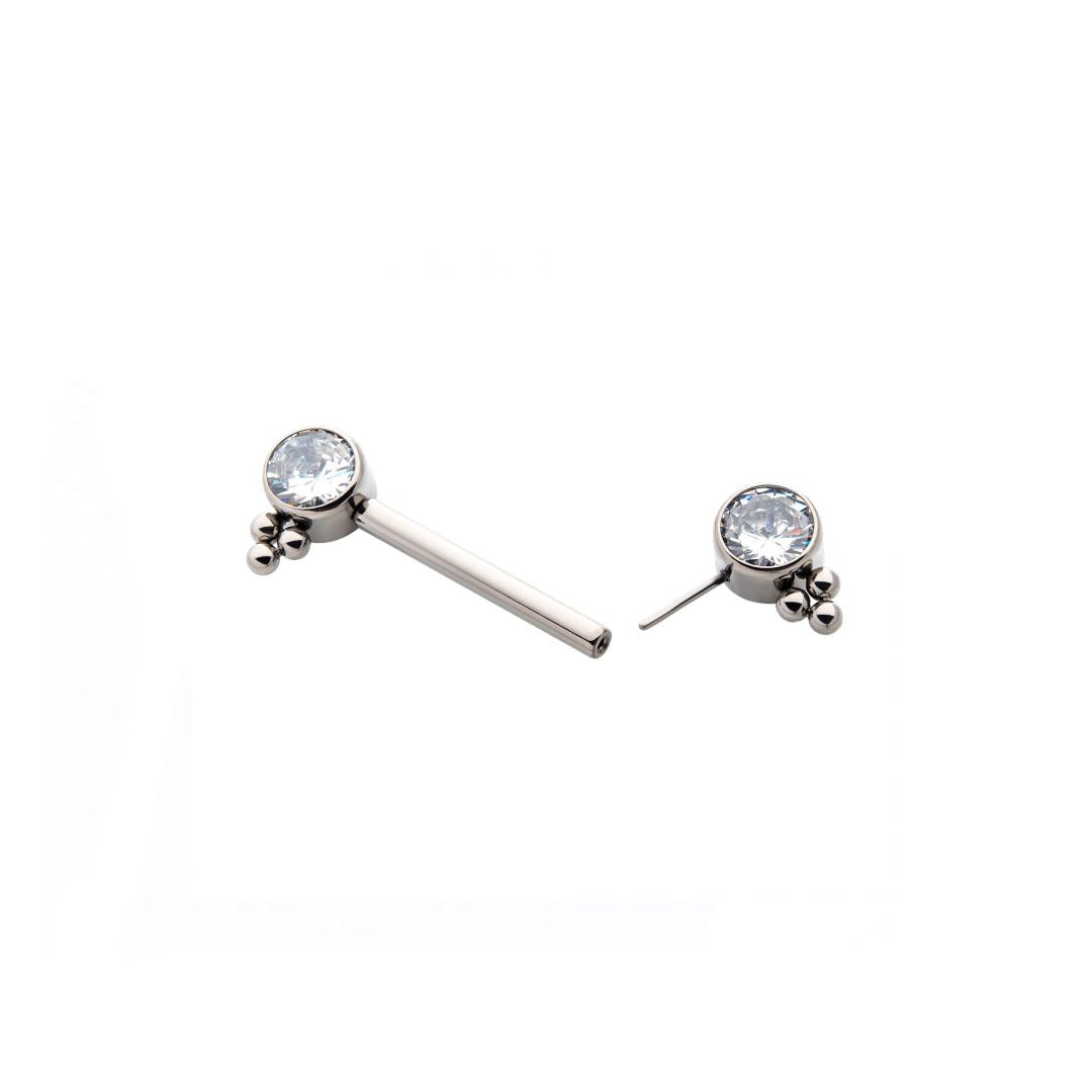 Nipple Barbell with cz and beads