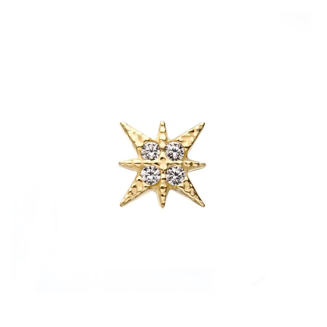 14k Solid gold north star with cz