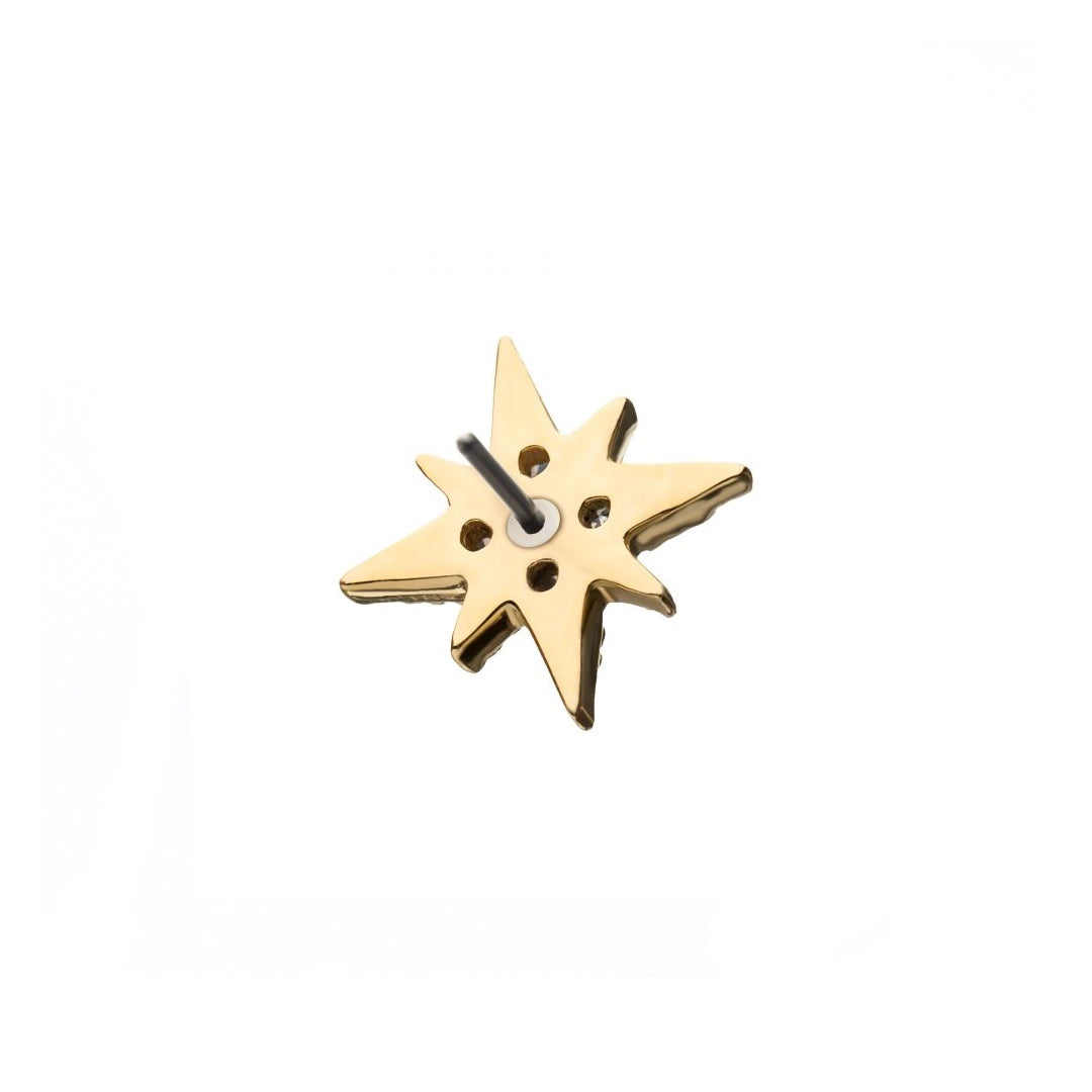 Pendiente Estrella de oro sólido 14k con circonitas