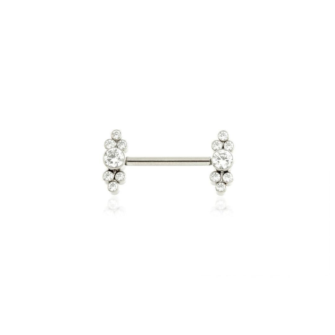Nipple barbell with white cz